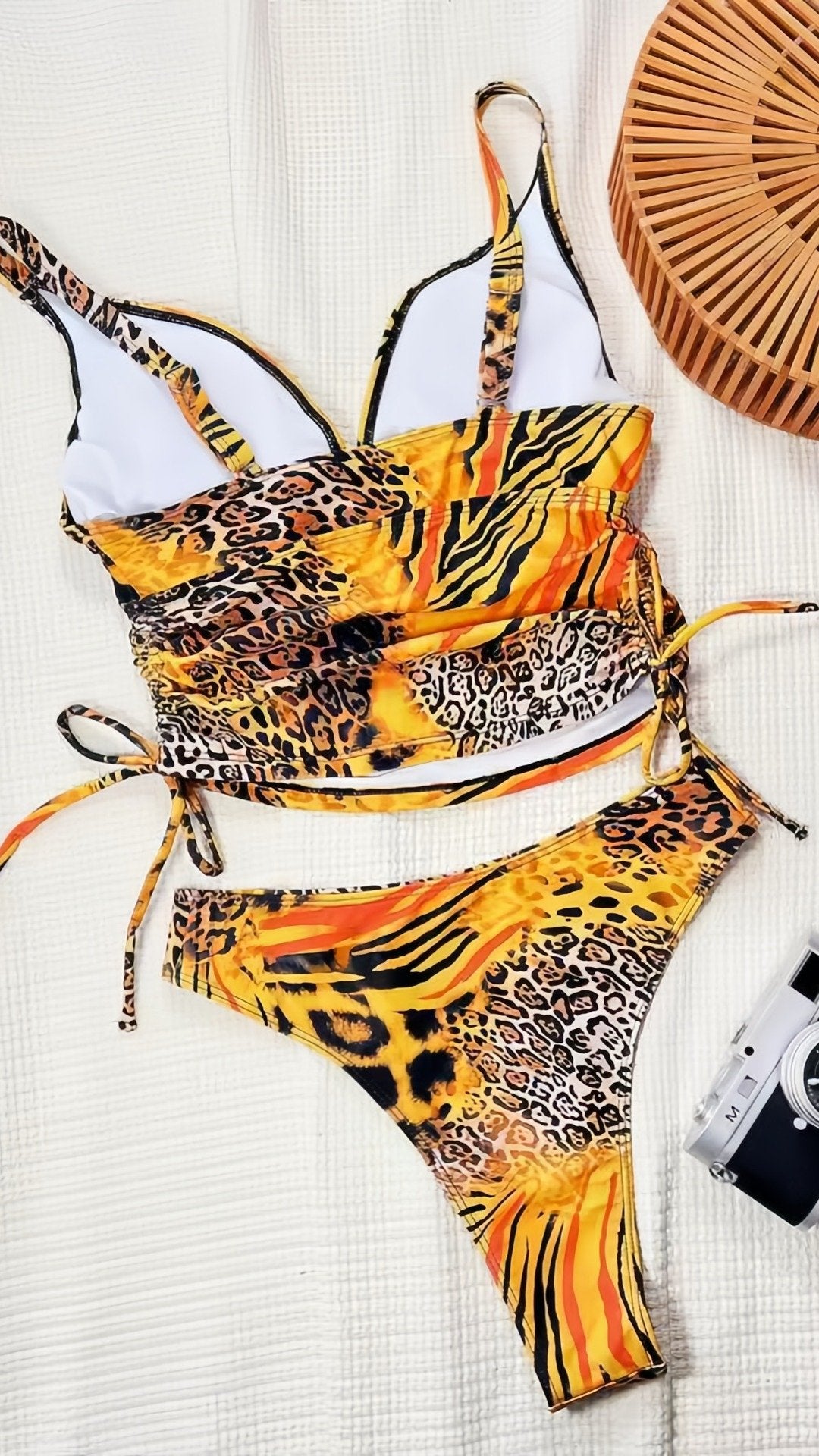 🐆 THE WILD TWIST SET: DEEP V, ADJUSTABLE SIDE TIES, HIGH-CUT SHORTS — YOUR MOST CONFIDENT TWO-PIECE SWIMSUIT YET 🐆