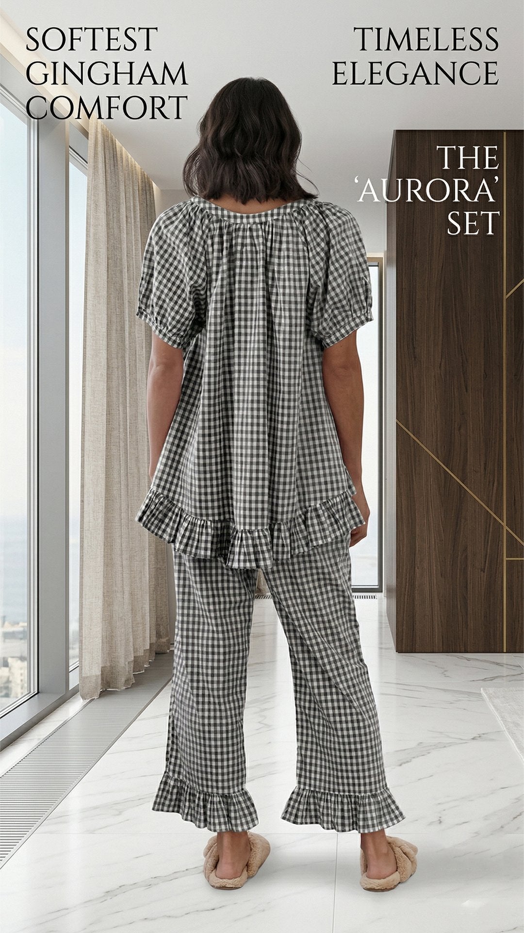 🎀 THE GINGHAM LOUNGE SET: Y2K VIBES, RUFFLED EDGES, BELL BOTTOM DRAMA 🎀