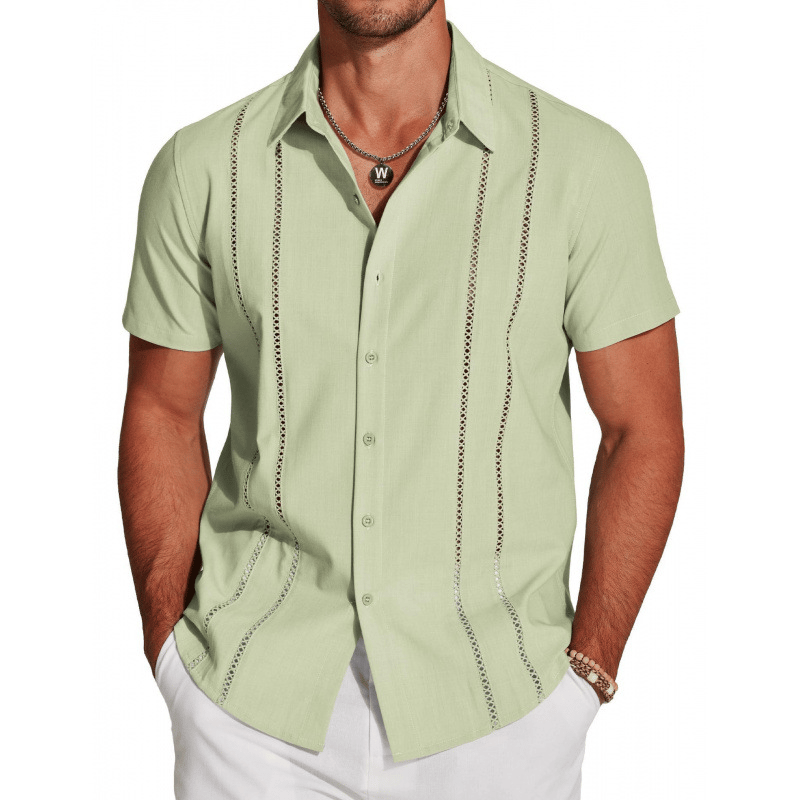Men's Casual Short-Sleeve Shirt with Button Placket