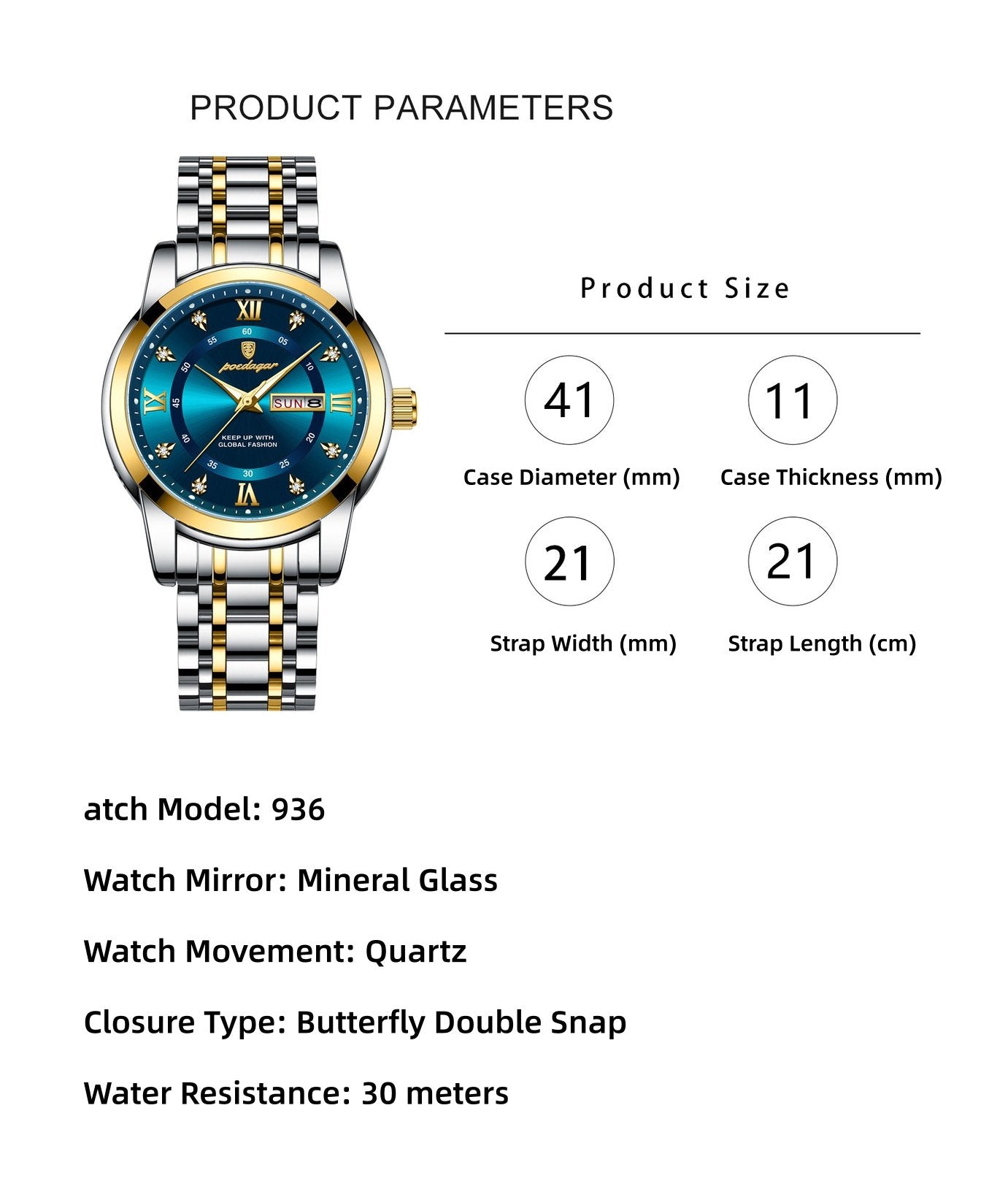 Men's casual business quartz watch