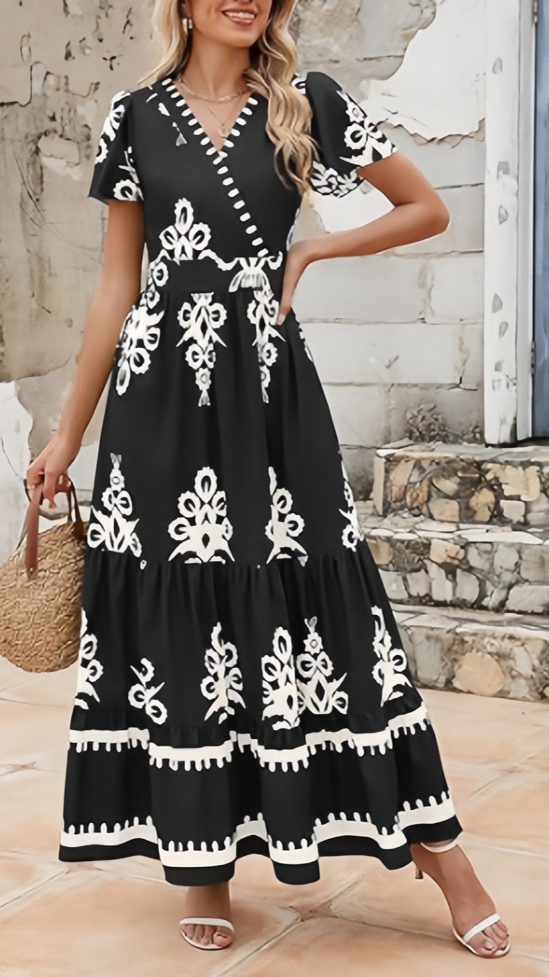 🌸 THE BELL SLEEVE BOHO MAXI: V-NECK, TIERED FLORALS, POCKETS — YOUR DREAM SUMMER DRESS HAS ARRIVED 🌸