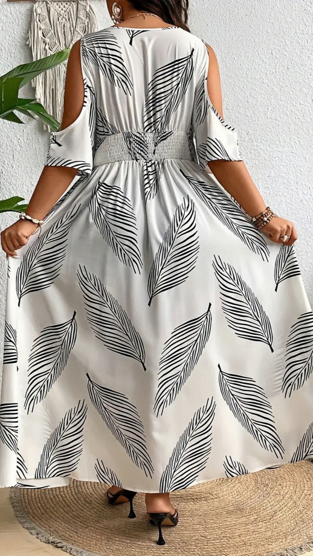🌺 THE COLD SHOULDER MAXI: V-NECK, SIDE SPLIT, ALL-OVER PRINT — PLUS SIZE, PERFECTLY BOHO 🌺