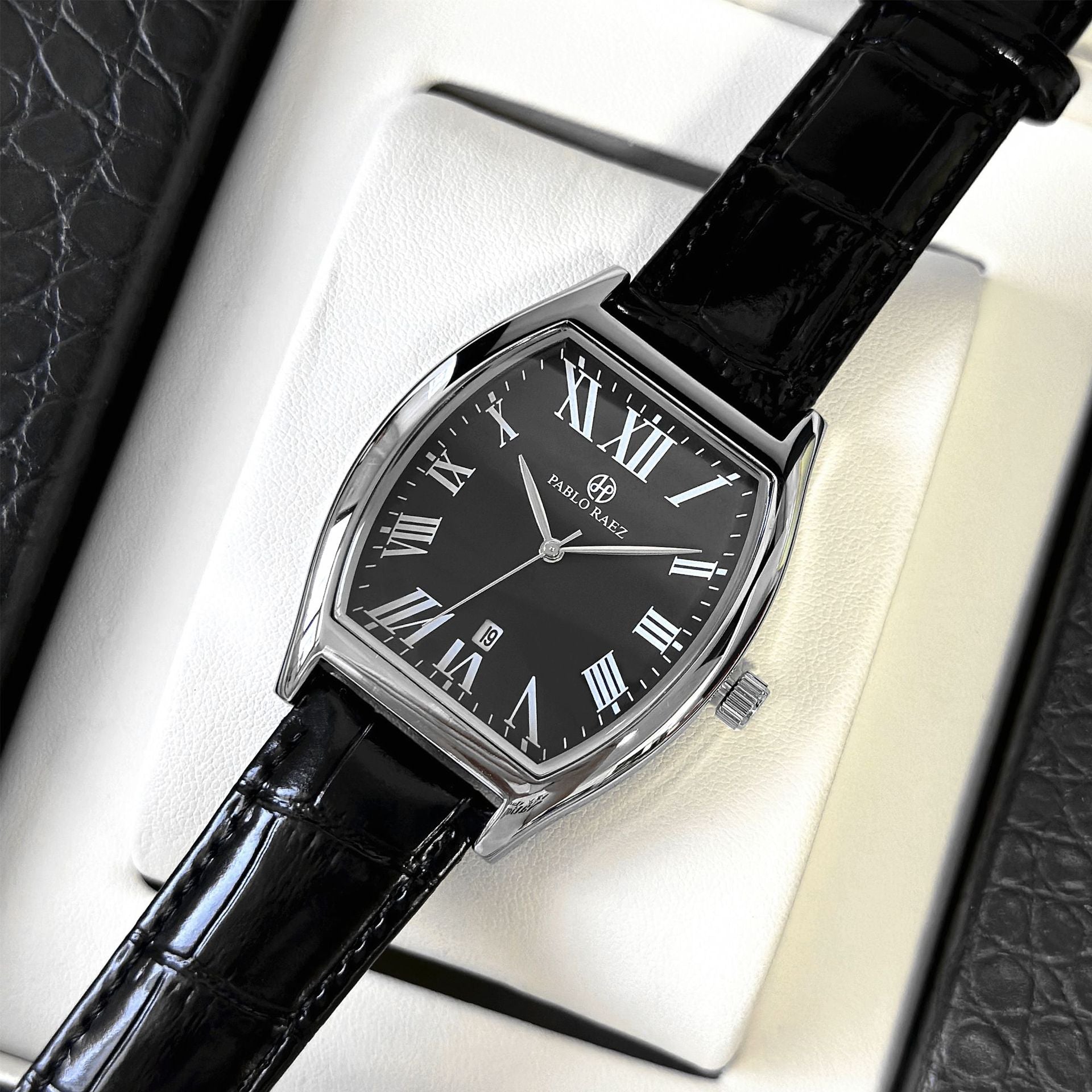 Waterproof leather strap barrel-shaped watch