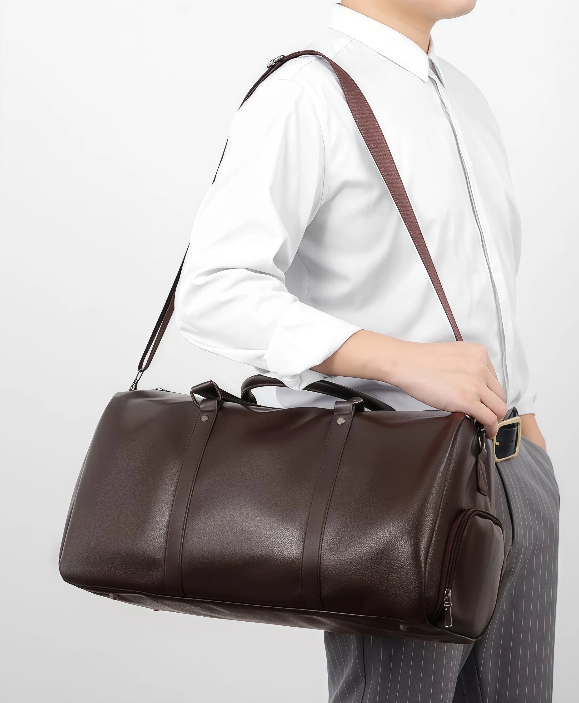 The Stealth Weekender | Premium Minimalist Travel Handbag: Structured Large Capacity Crossbody for Executive Travel