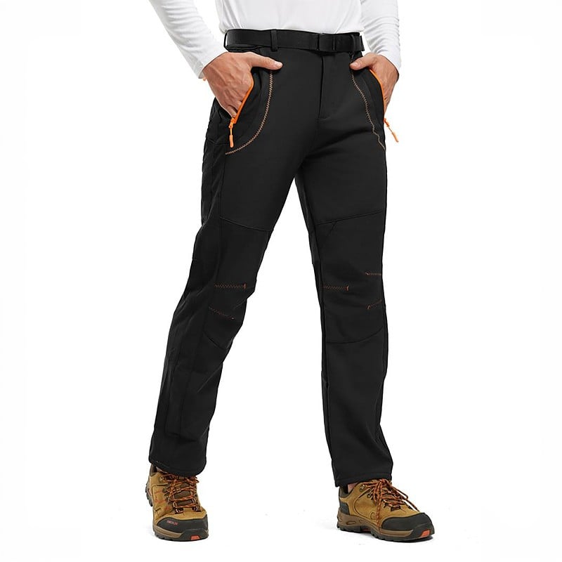 Men's Waterproof Fleece Lined Snow Pants - High Rise Joggers with Belt for  Winter Activities