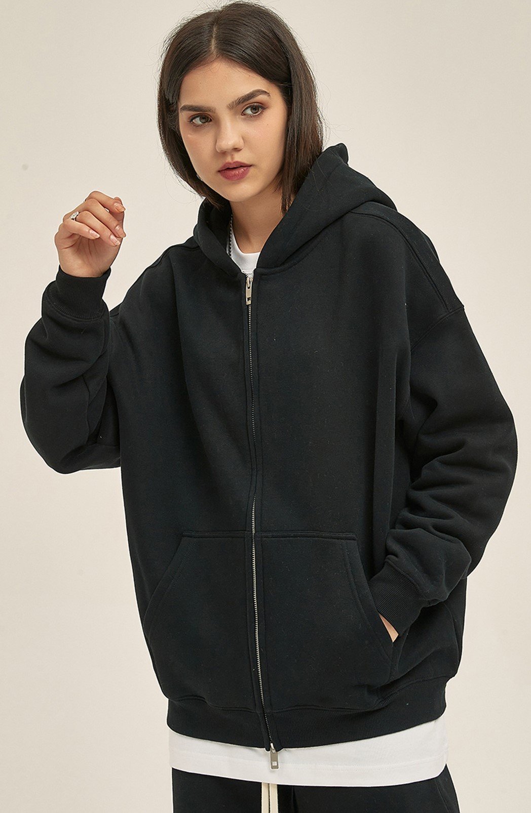Oversized Zip Up Hoodie 🔥 Casual Streetwear Sweatshirt 👕 Double Zipper Jacket with Pockets