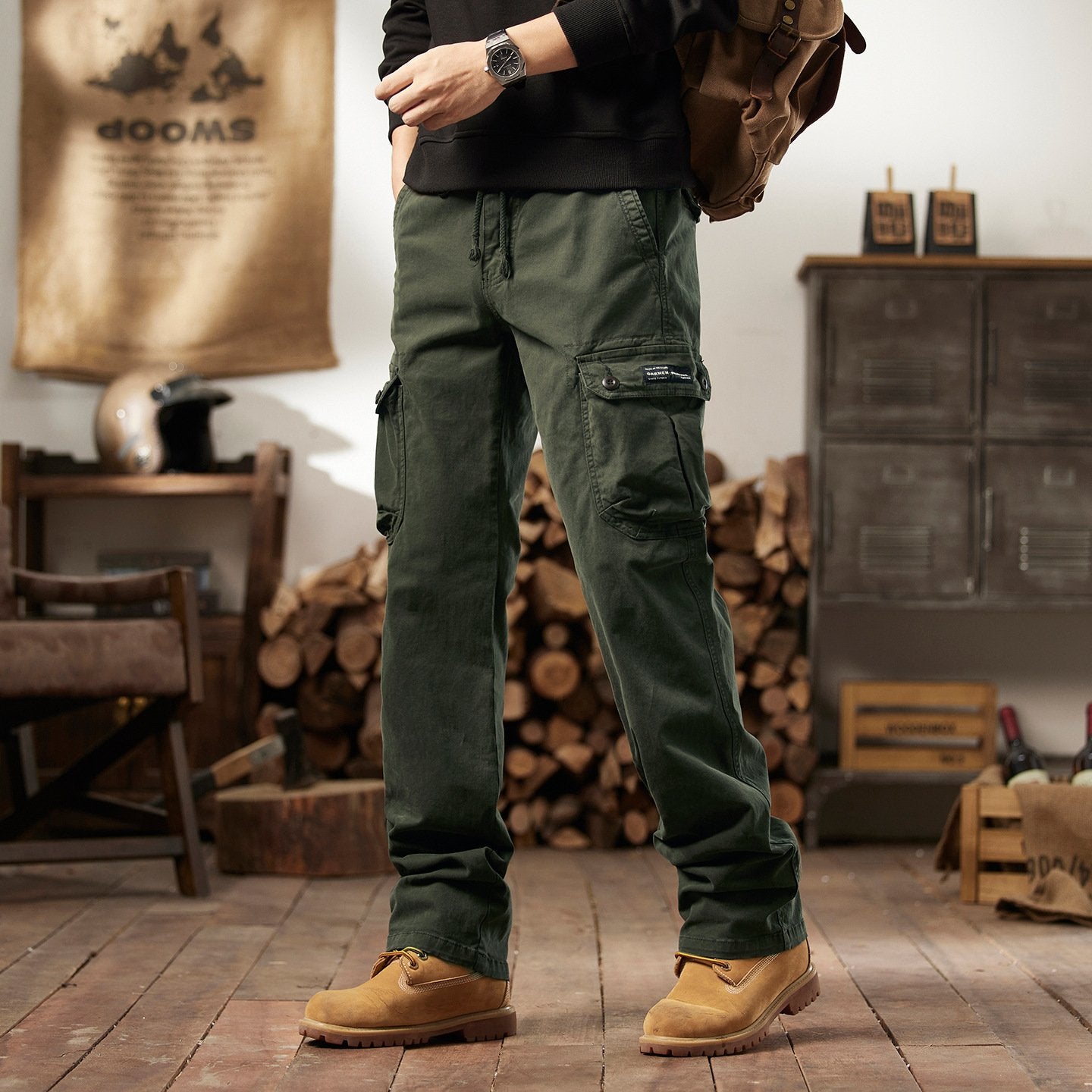Unique Washed Vintage Loose Tapered Work Pants - Classic Fit, Versatile for Work & Casual