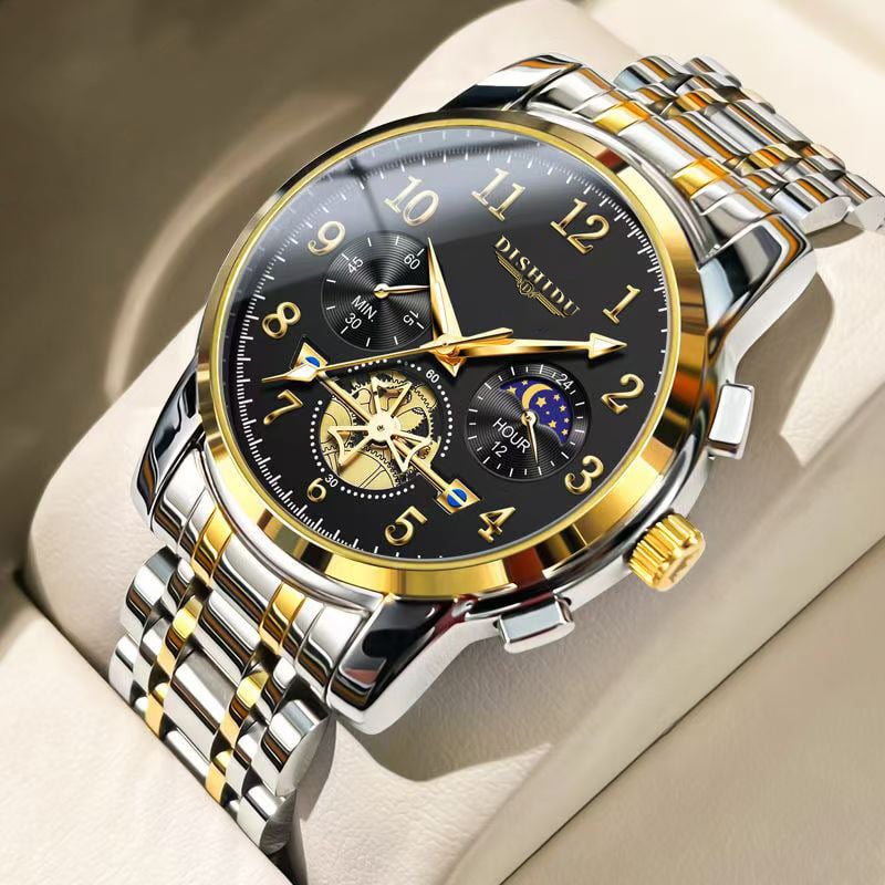 Men's classic watch with date display, waterproof and luminous.
