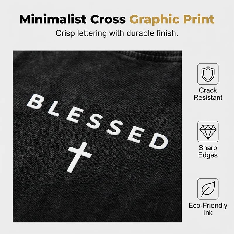 ✝️ Men's Vintage T-Shirt with Cross & Letter Print – Soft Cotton, Relaxed Fit & Perfect for a Classic Casual Look