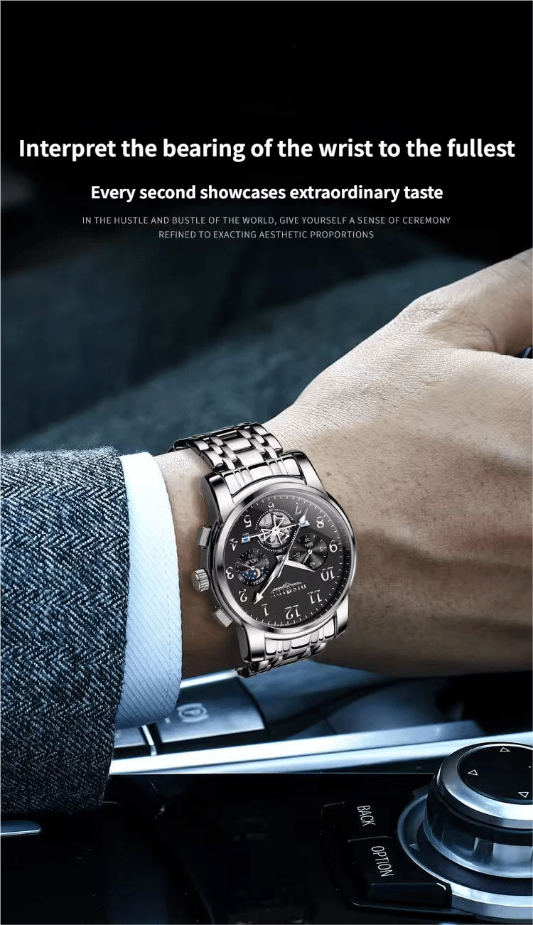 Men's classic watch with date display, waterproof and luminous.