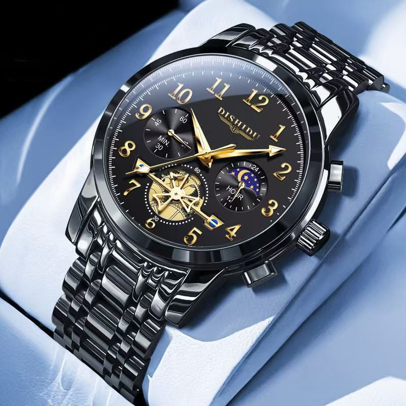 Men's classic watch with date display, waterproof and luminous.