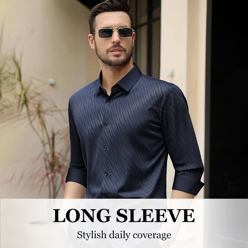 Men's Classic Relaxed Long-Sleeve Shirt - Versatile Solid Color Button-Down for Work & Leisure