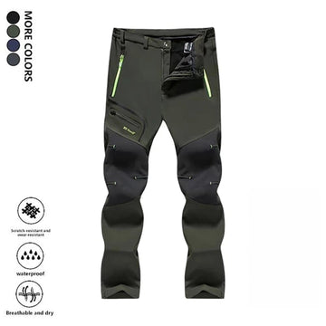Men's Straight-Leg Carpenter Pants - Waterproof & Scratch-Resistant Work Trousers with Zippered Pockets No Belt Included