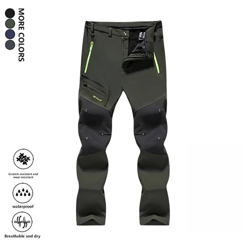 Men's Straight-Leg Carpenter Pants - Waterproof & Scratch-Resistant Work Trousers with Zippered Pockets No Belt Included