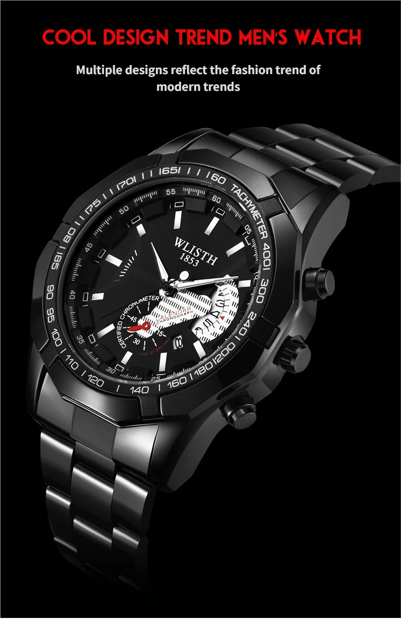 Waterproof luminous men's watch with calendar