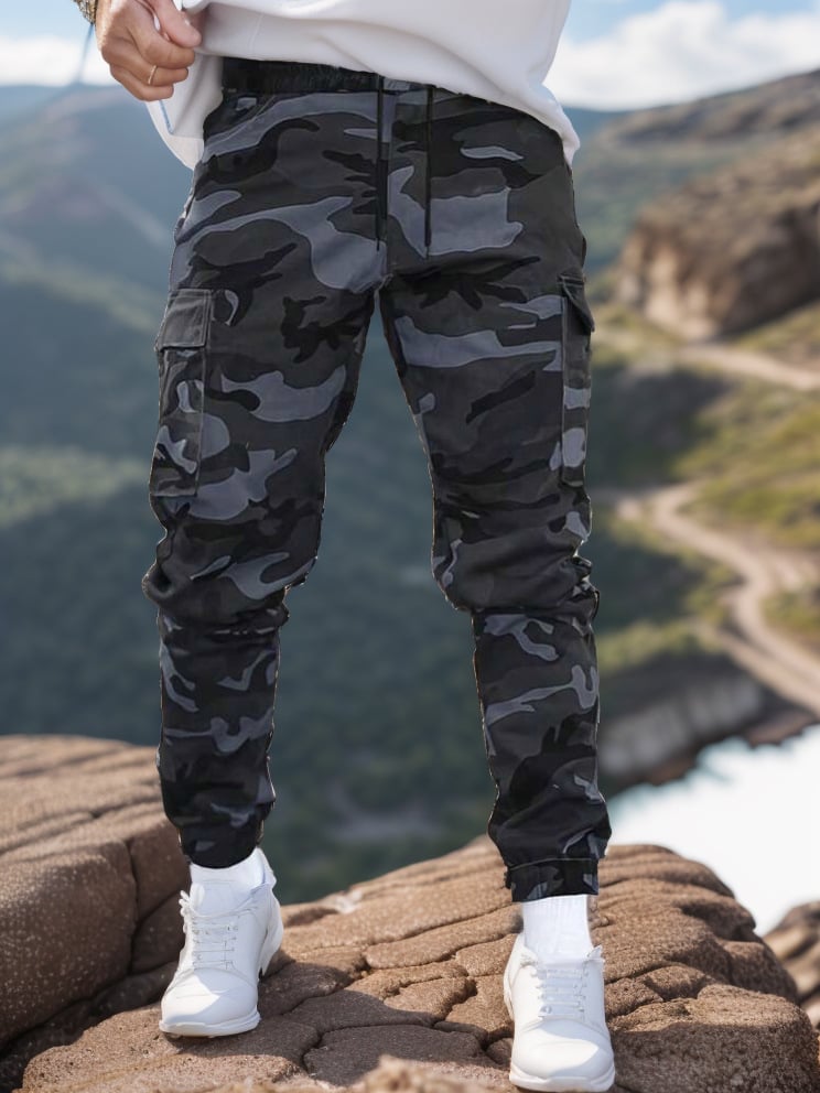 Men's Camo Cargo Pants - Multi-Pocket Tactical Military Trousers - Regular Fit Casual Work Pants - All Seasons Camouflage Bottoms