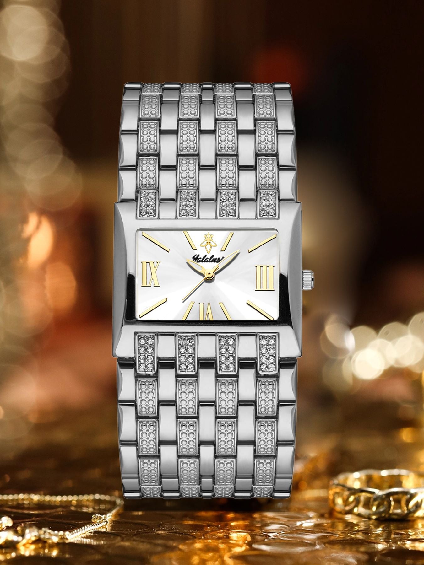 Luxury Diamond-Set Women's Watch with a Square Dial