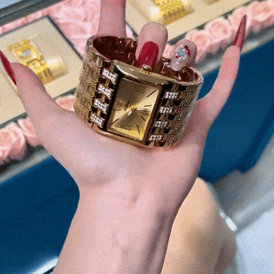 Luxury Diamond-Set Women's Watch with a Square Dial