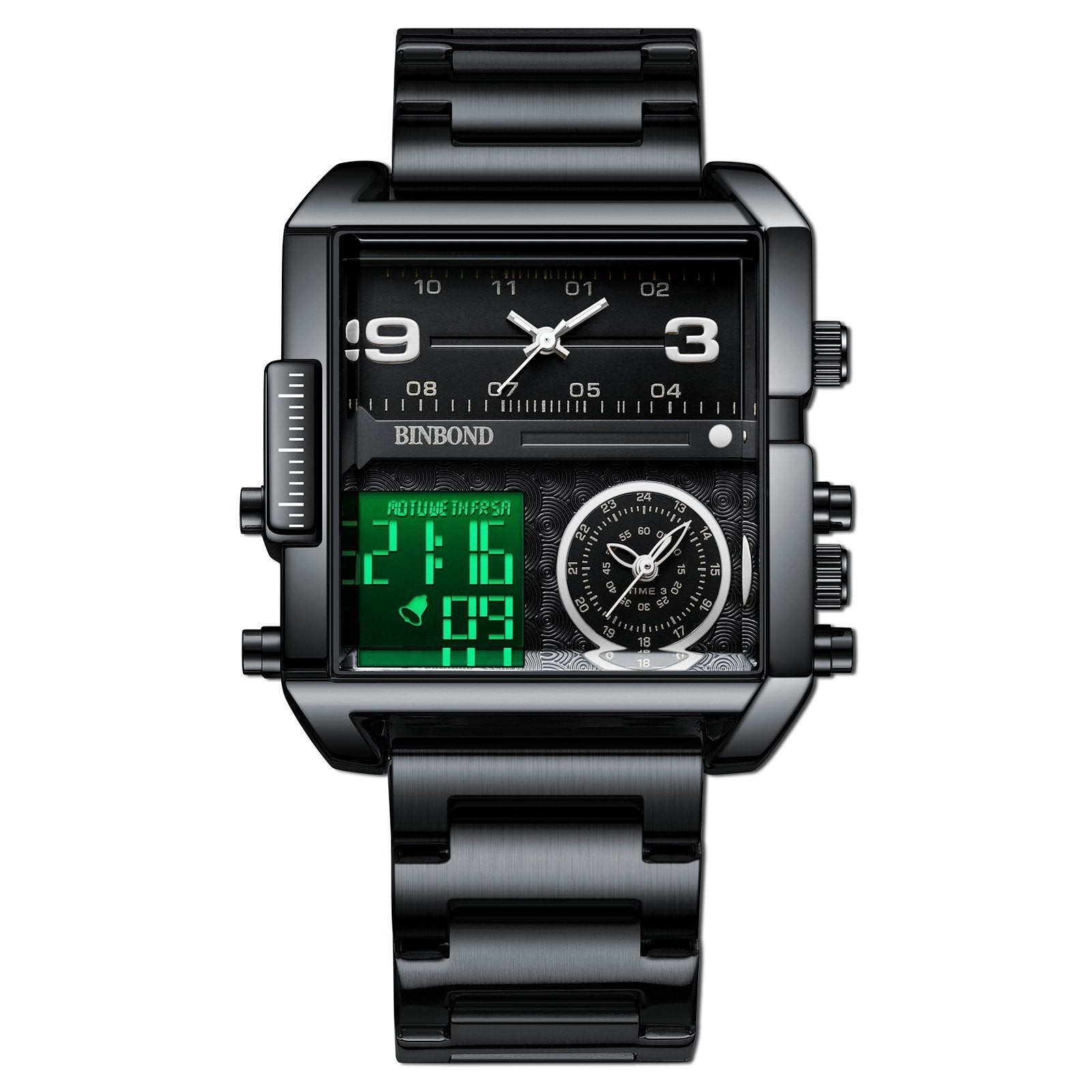 Men's Square Large-Dial Triple-Hand Quartz Watch