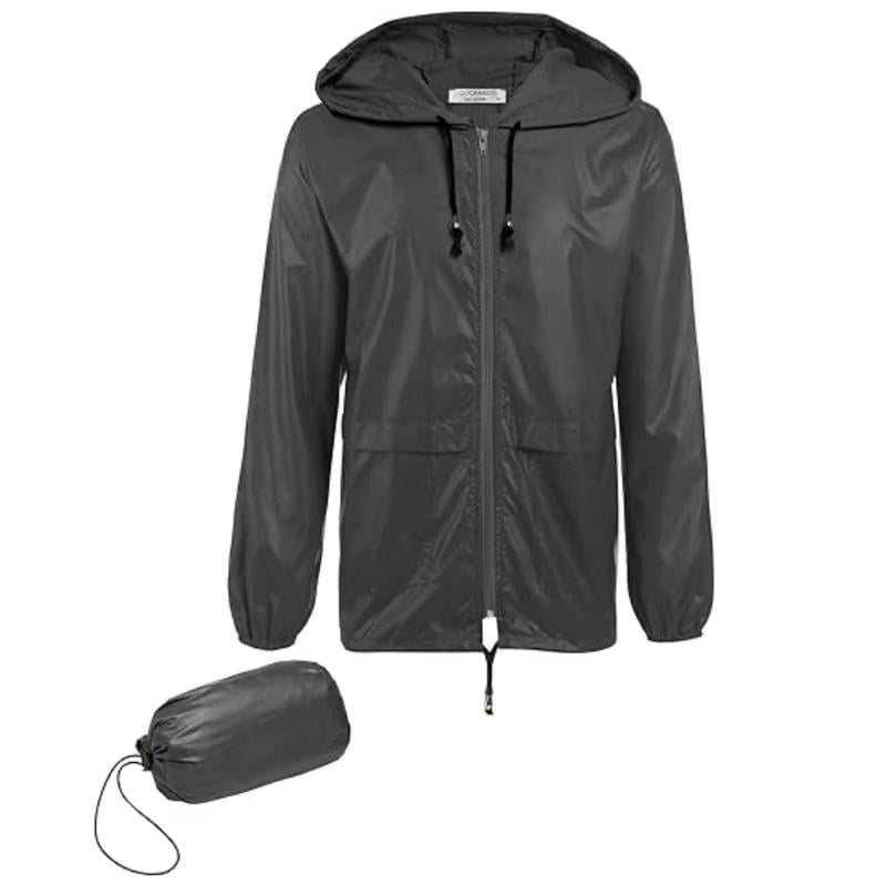 Men's Packable Waterproof Jacket - Lightweight Hooded Raincoat for Hiking & Cycling