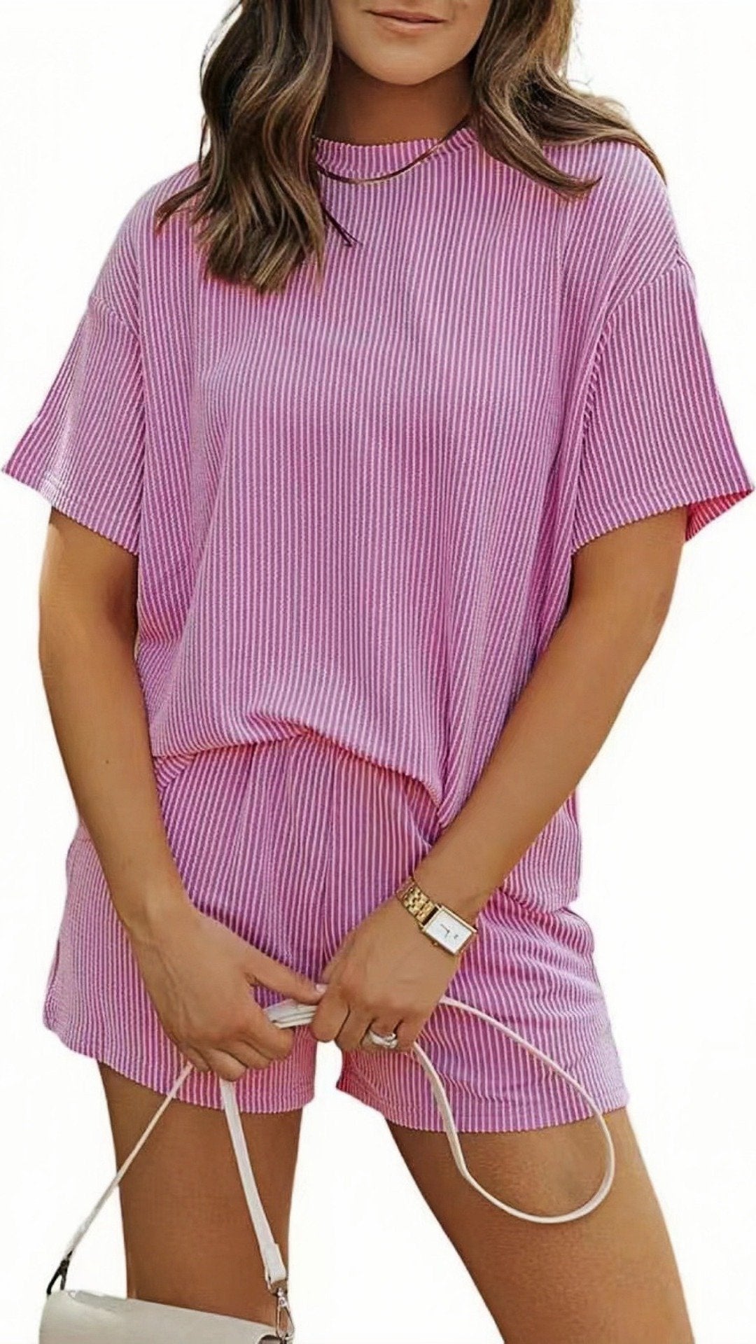 🌊 THE STRIPED LOUNGE DUO: 3/4 SLEEVE TOP + POCKET SHORTS — YOUR NEW WEEKEND ESSENTIAL 🌊