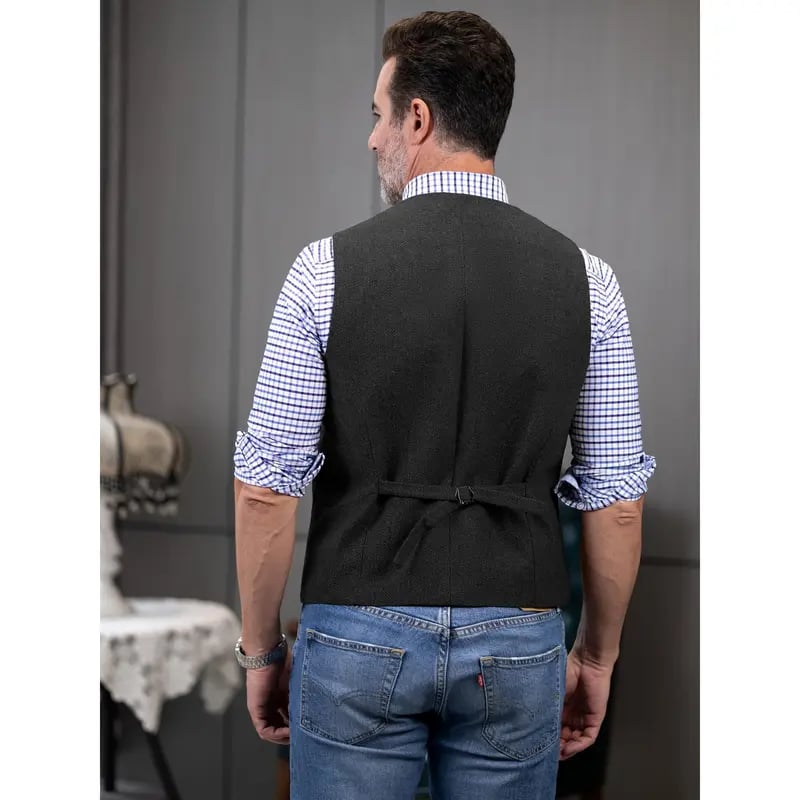 Men’s Vintage Tweed Wool Waistcoat Vest 👔✨ Retro Gentleman Style