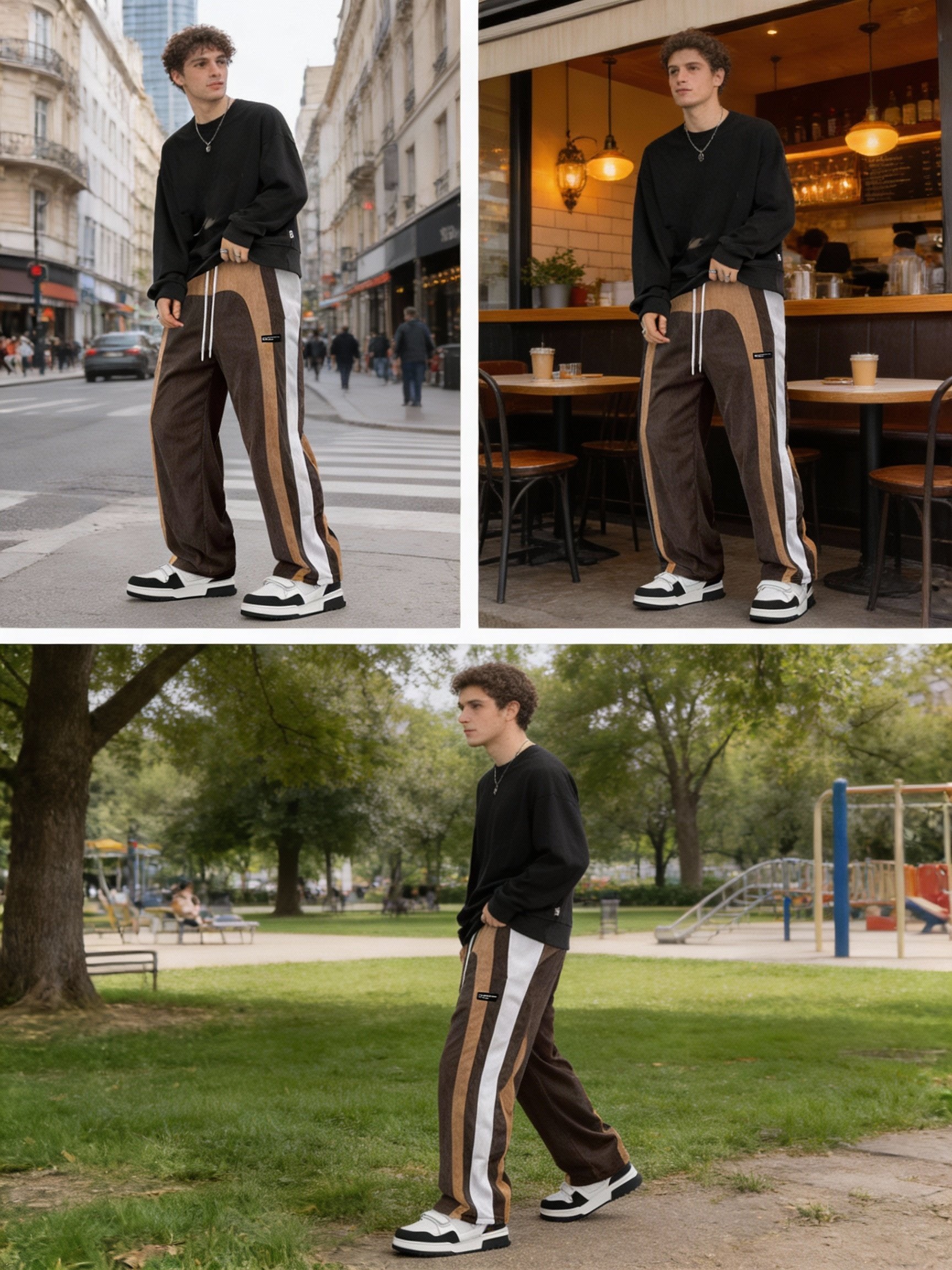 All-Season Men’s Casual Corduroy Pants: Comfortable Colorblock Straight Leg Design
