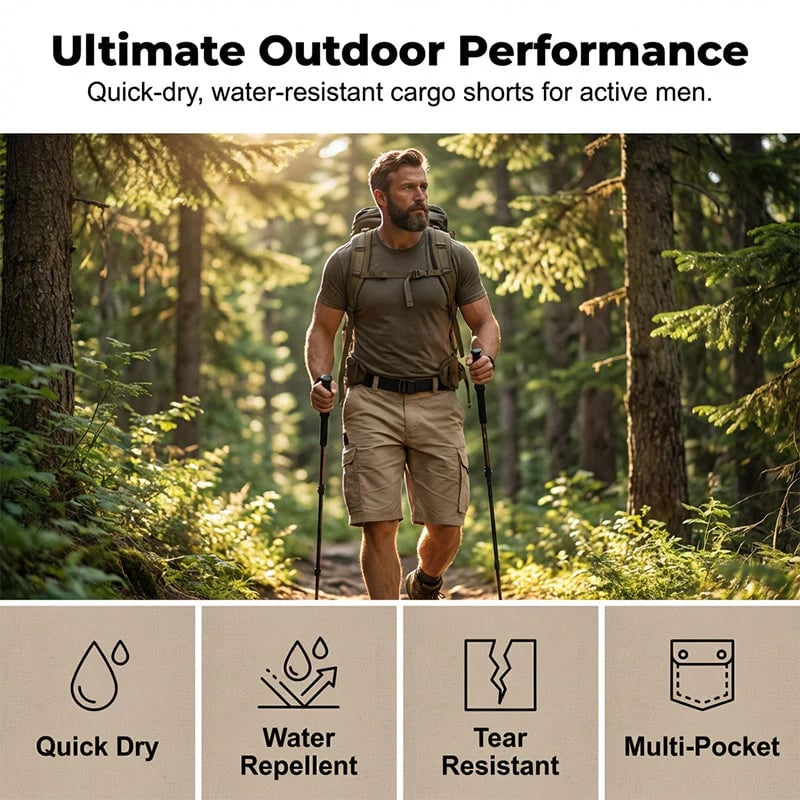 Men's Multi-Pocket Tactical Cargo Shorts – Durable Fabric, Ample Storage & Perfect for Outdoor & Daily Wear