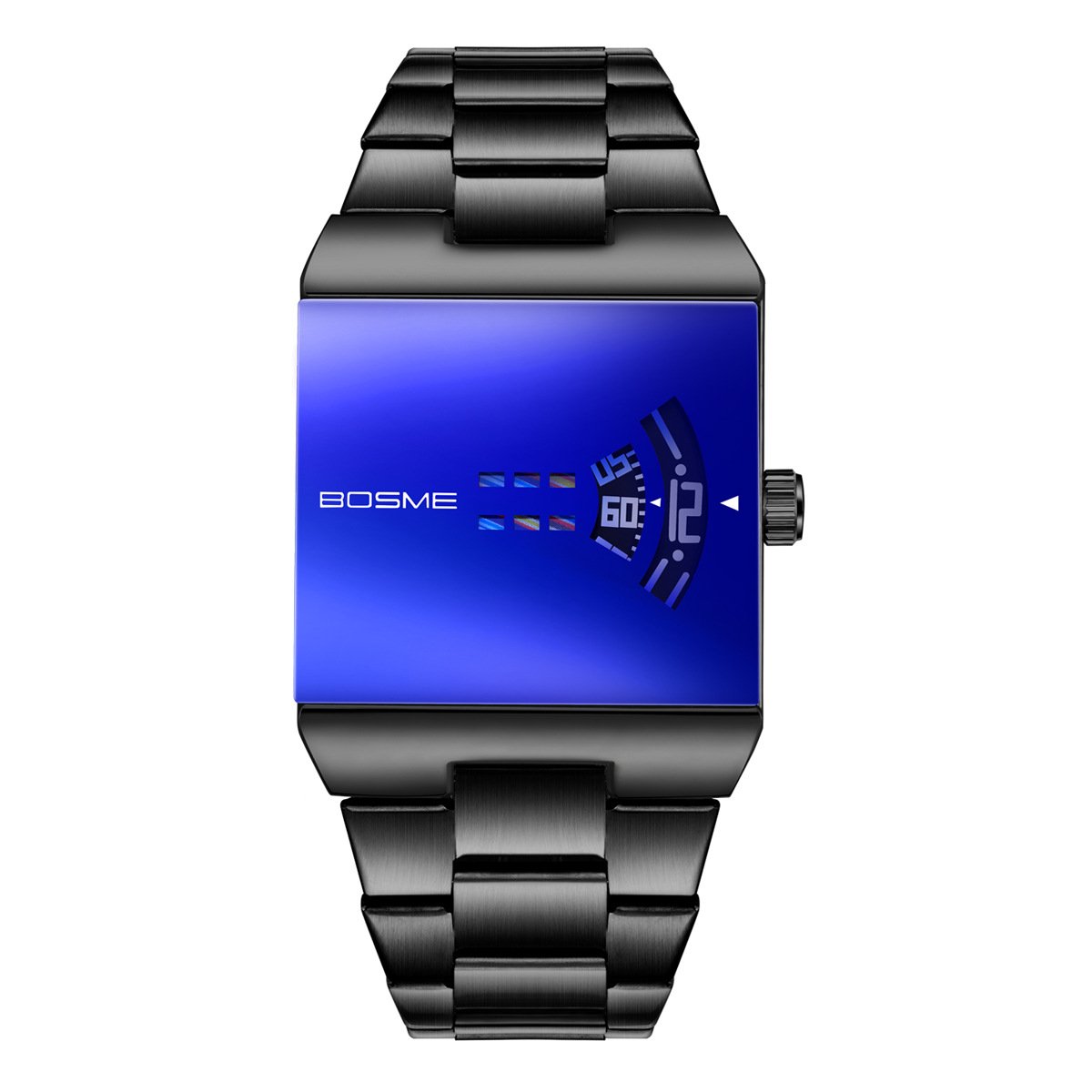 Square-Shaped Men's Quartz Watch with Futuristic Design