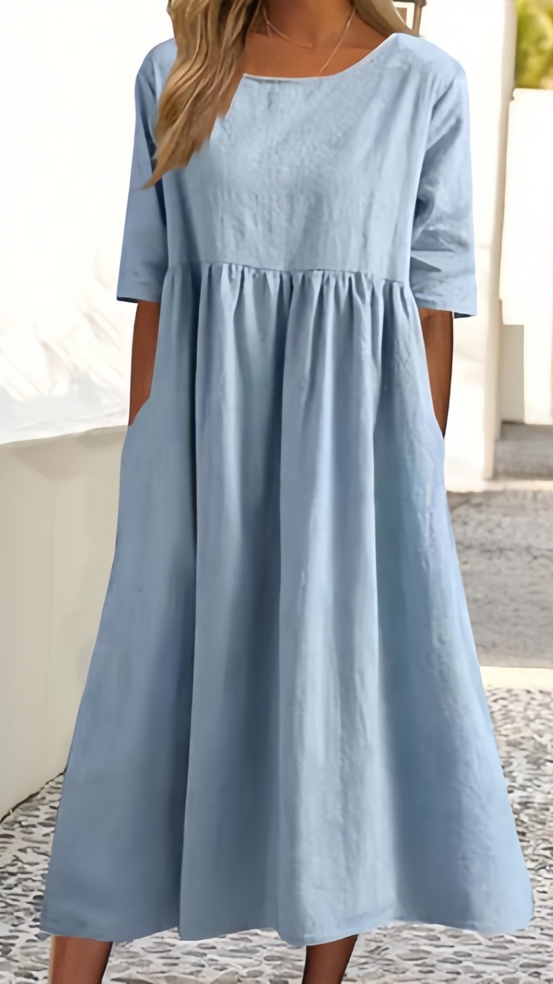 🌿 THE LINEN COTTON POCKET DRESS: BREATHABLE, LOOSE, AND ALWAYS READY FOR SUMMER 🌿 — NOW IN PLUS SIZE S-5XL! ✨