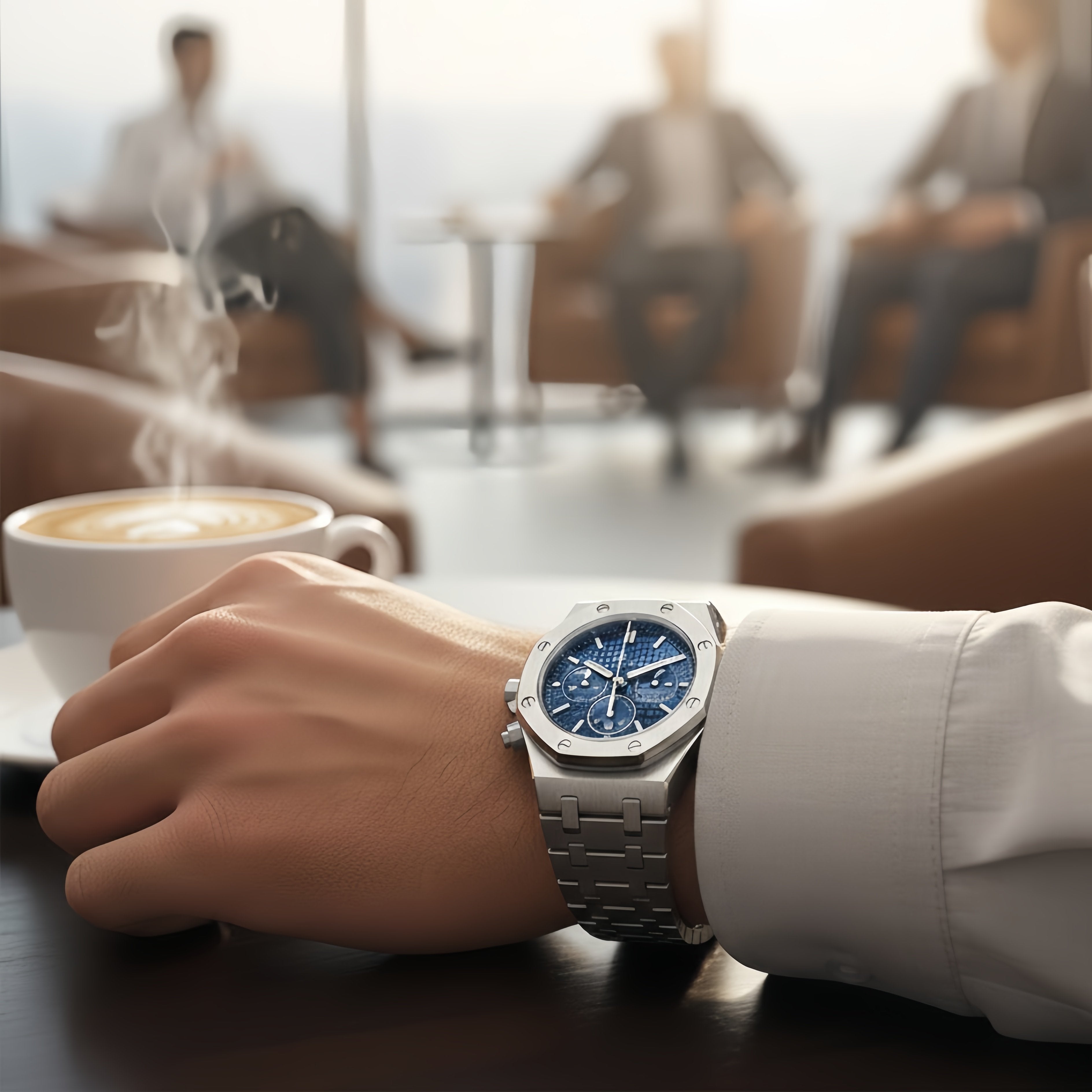 Classic Large Dial Luminous Steel Bracelet Quartz Six-Hand Date Watch