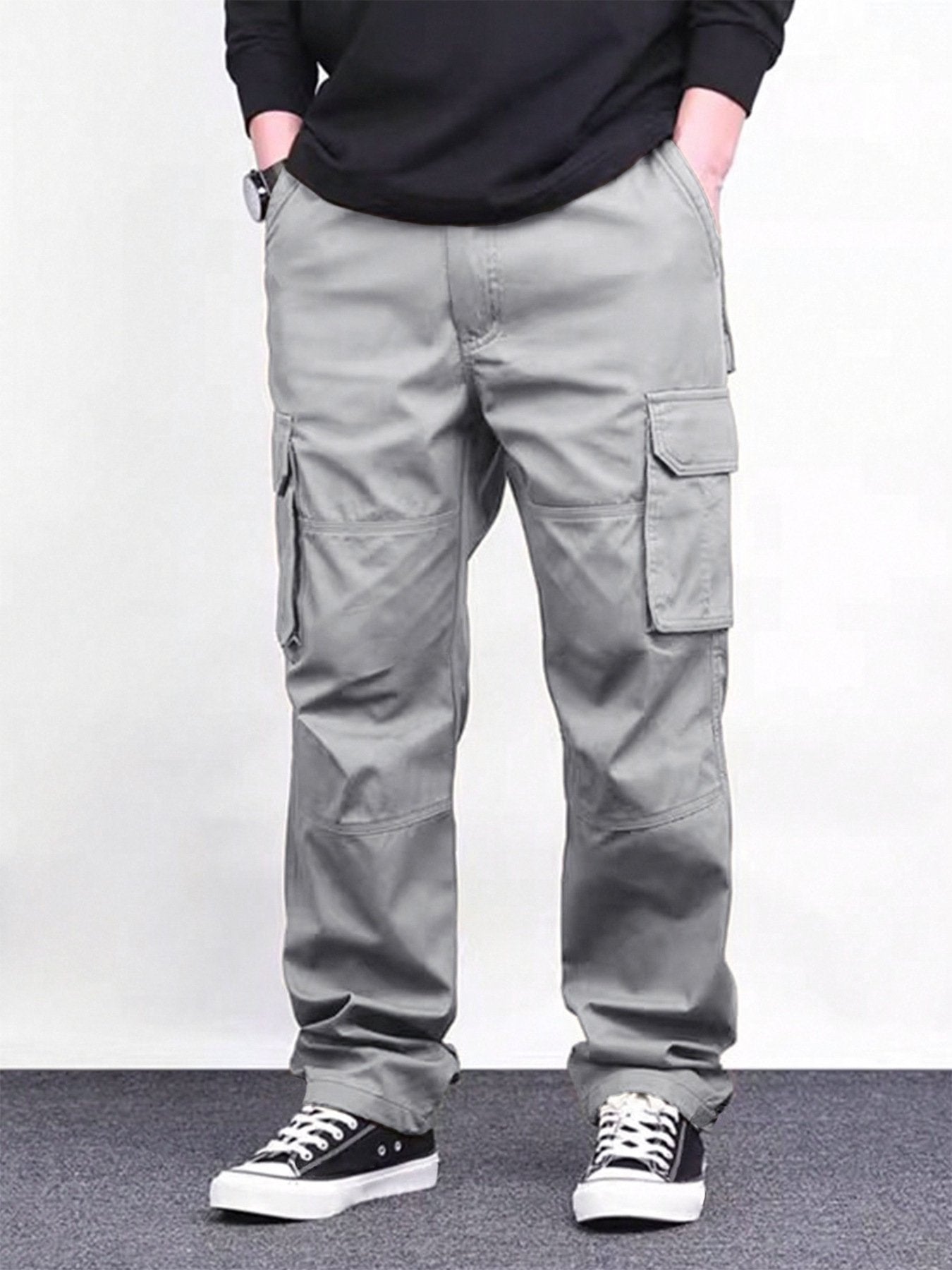 Baggy Retro Cargoes: Men's High Street Loose Straight-Leg Pants