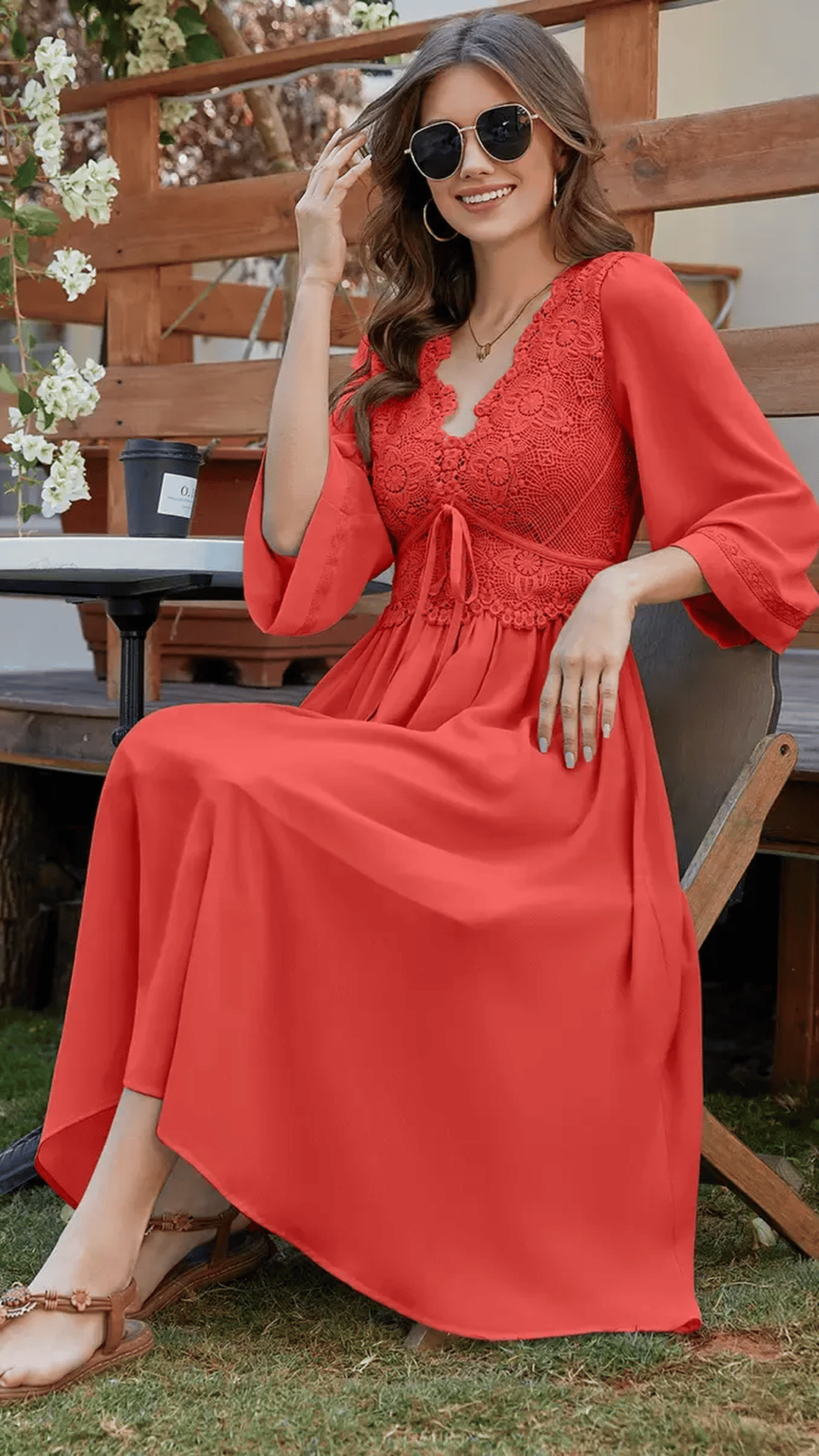 🧡 THE CORAL DREAM MIDI: LACE-TRIMMED, DOUBLE-LAYERED, UTTERLY ROMANTIC 🧡