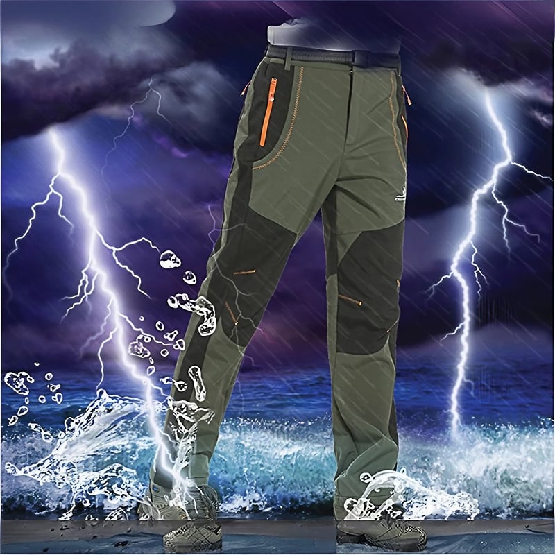 Men's Waterproof Fleece Lined Snow Pants - High Rise Joggers with Belt for  Winter Activities