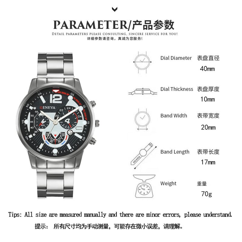 Luxury Men's Watch Gift Set with Glass Case and Quartz Movement
