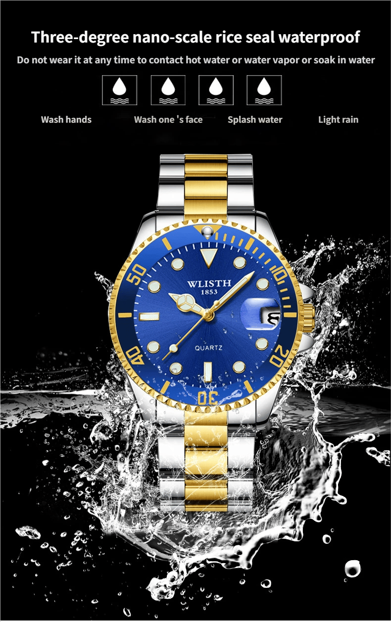 Luxury business watch, men's waterproof quartz watch