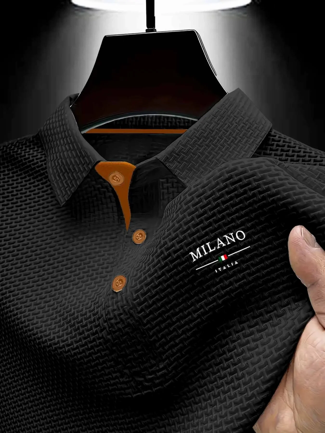 Men's Geometric Textured Polo Shirt – Quick-Dry, Breathable, Slim Fit, Letter Pattern for Summer Sports & Casual---Buy 2 Get 20% Off & Free Shipping!