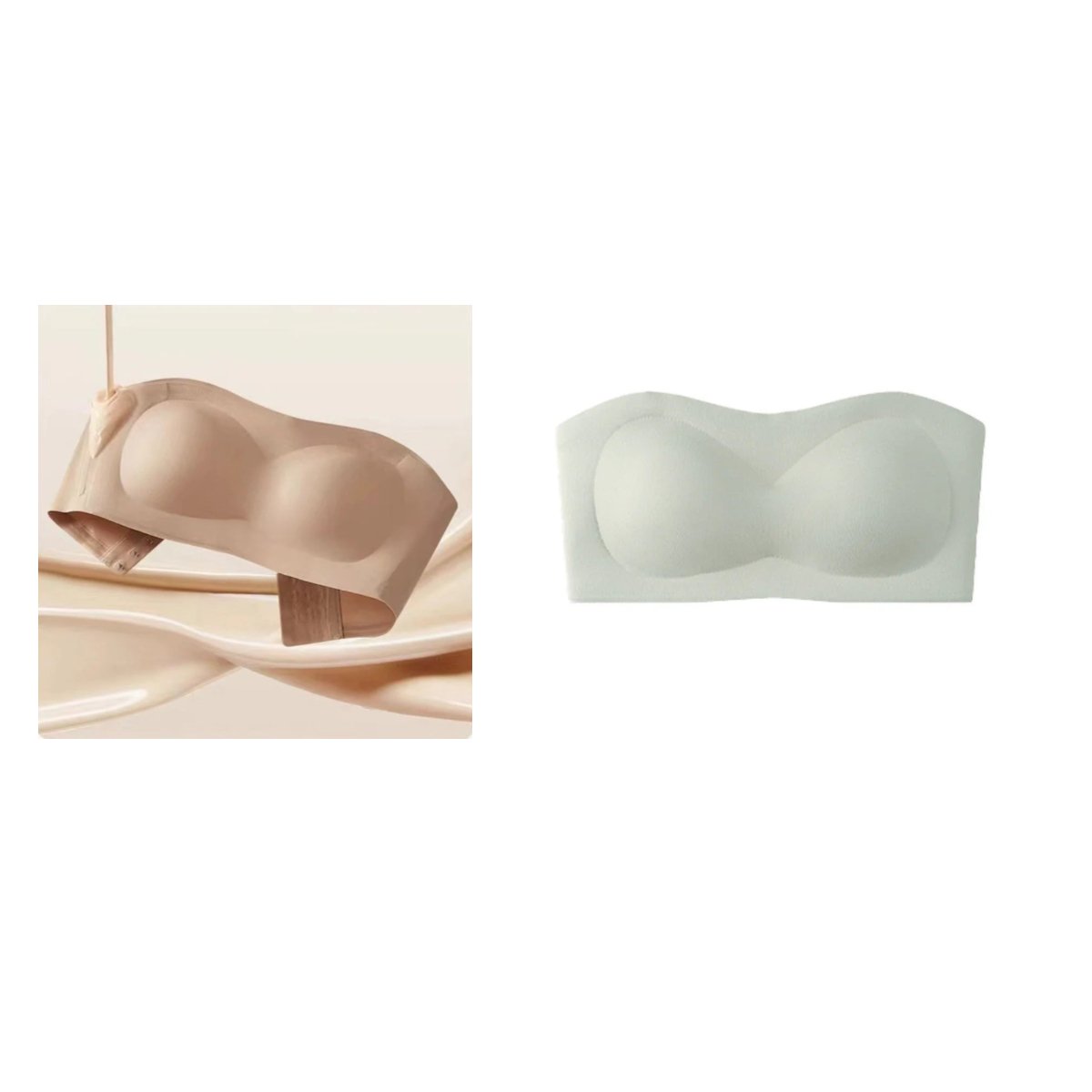 ⛱️💞Womens Strapless Bras Push Up Bandeau Bra Non Slip Wireless Supportive Padded Bras Seamless Comfortable Tube Jelly Bra
