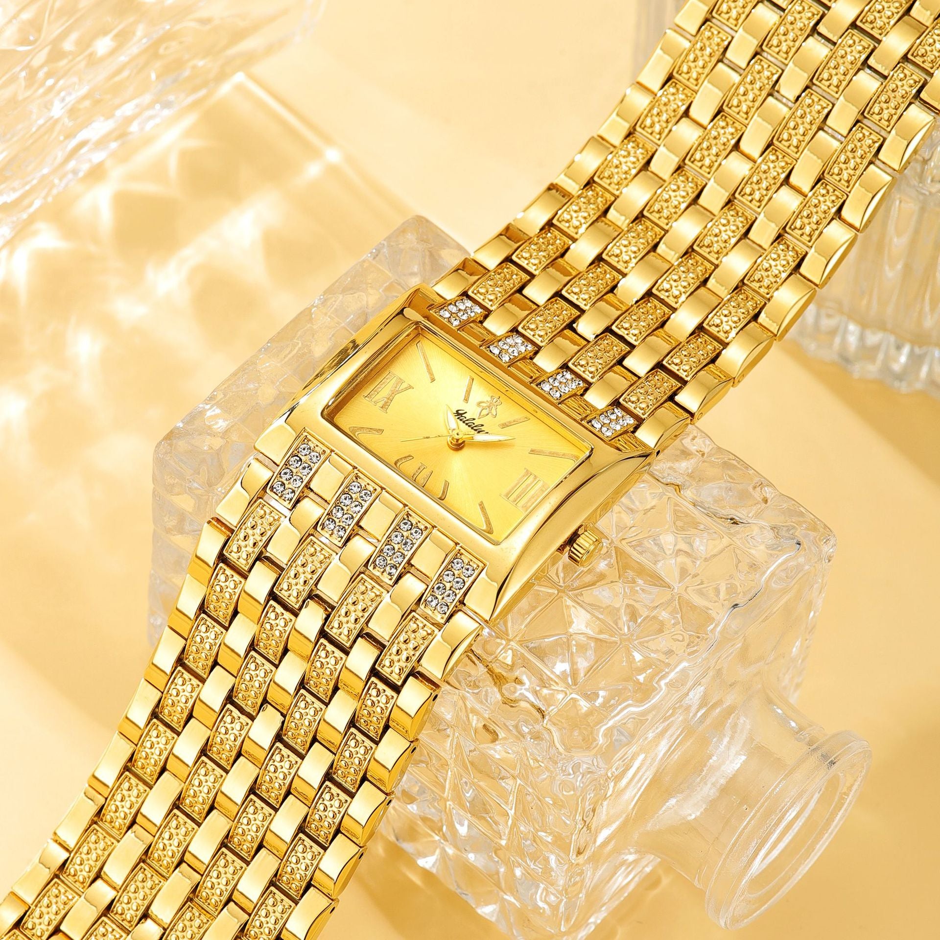 Luxury Diamond-Set Women's Watch with a Square Dial