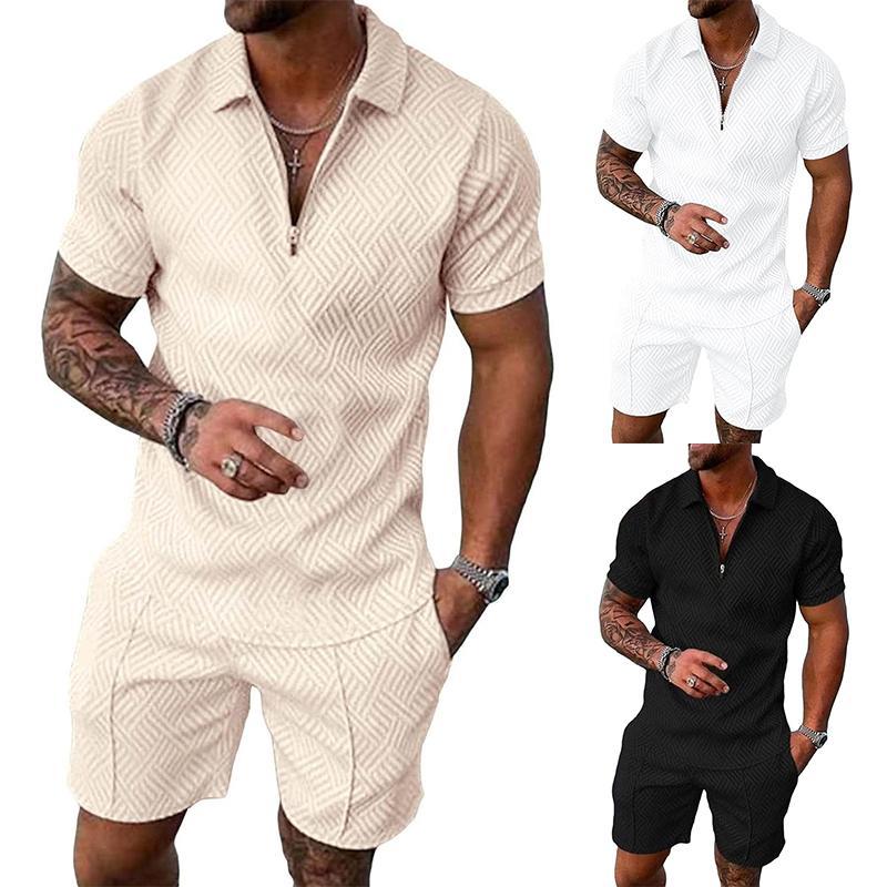 Mens 2 Piece Polo Shirt and Shorts Set | Summer Fashion Tracksuit & Casual Short Sleeve Outfit