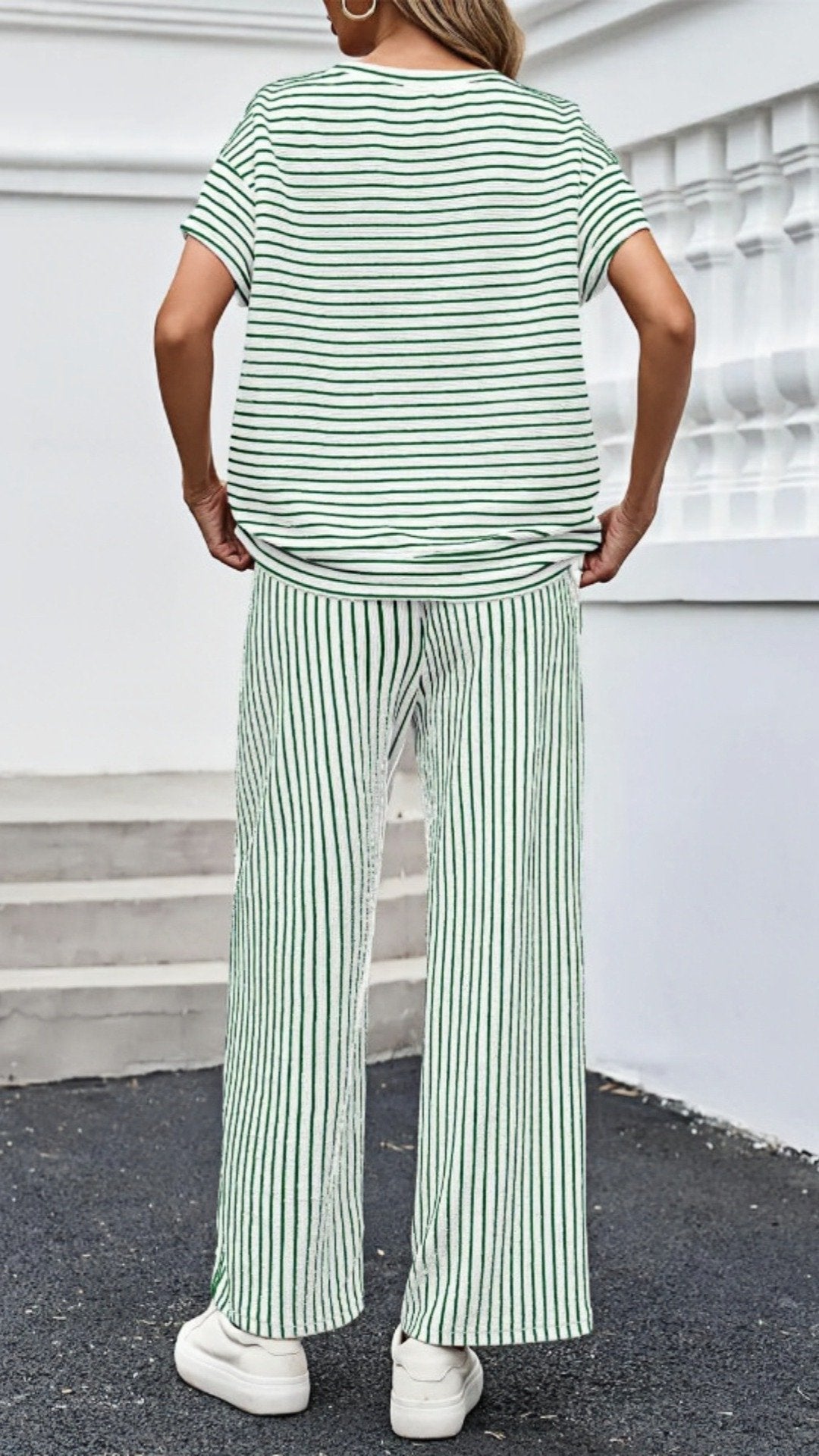 ⚫⚪ THE STRIPE SHIFT SET: BATWING SLEEVES, WIDE LEG PANTS, EFFORTLESS STYLE IN SECONDS ⚪⚫