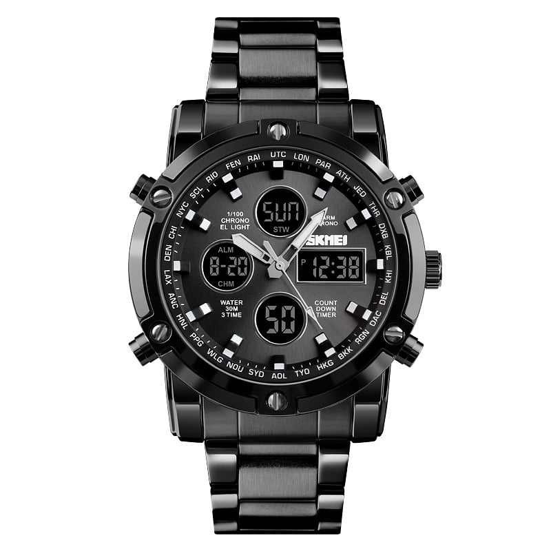 Multifunctional Waterproof Electronic Dual-Movement Men's Wristwatch