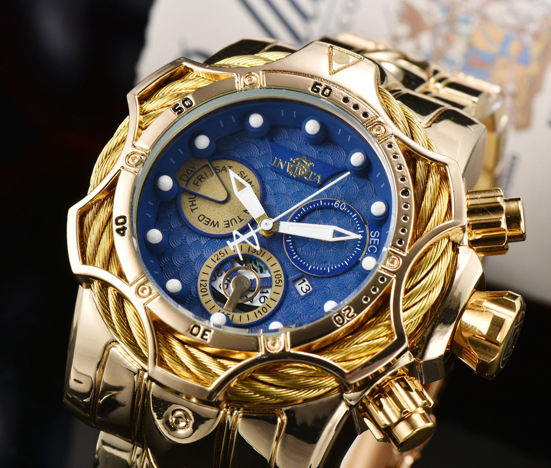 Men's Watch: Large-Dial Steel-Strap Sports Watch