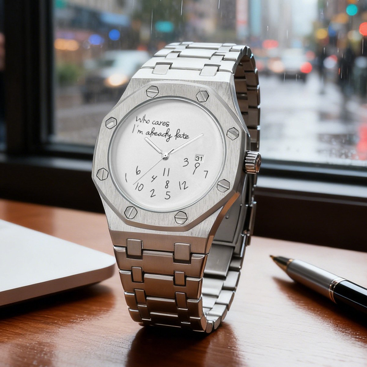 Men's Design: Premium Waterproof Steel-Band Quartz Watch with Minimalist Style