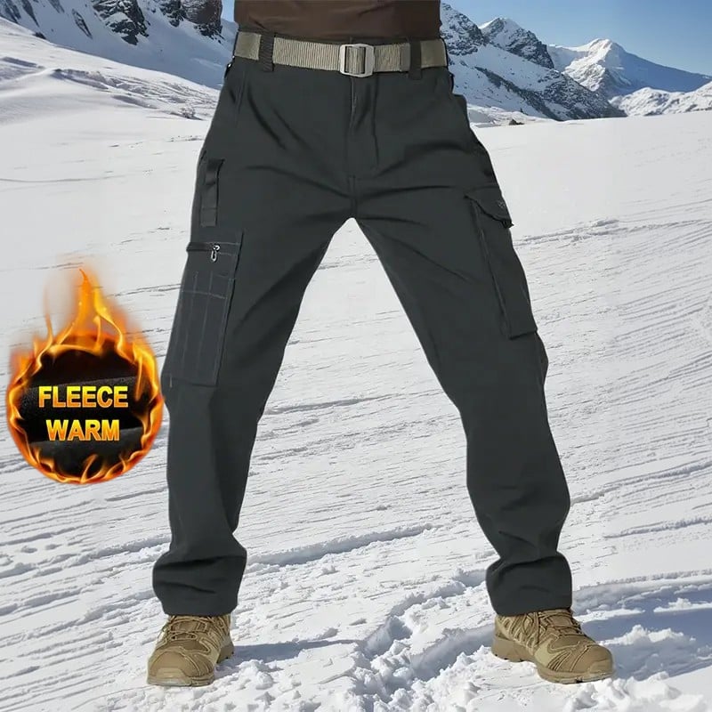 Men's Tactical Sport Pants - Windproof Fleece Lined Multi-Pocket Soft Shell Pants for Outdoor Activities
