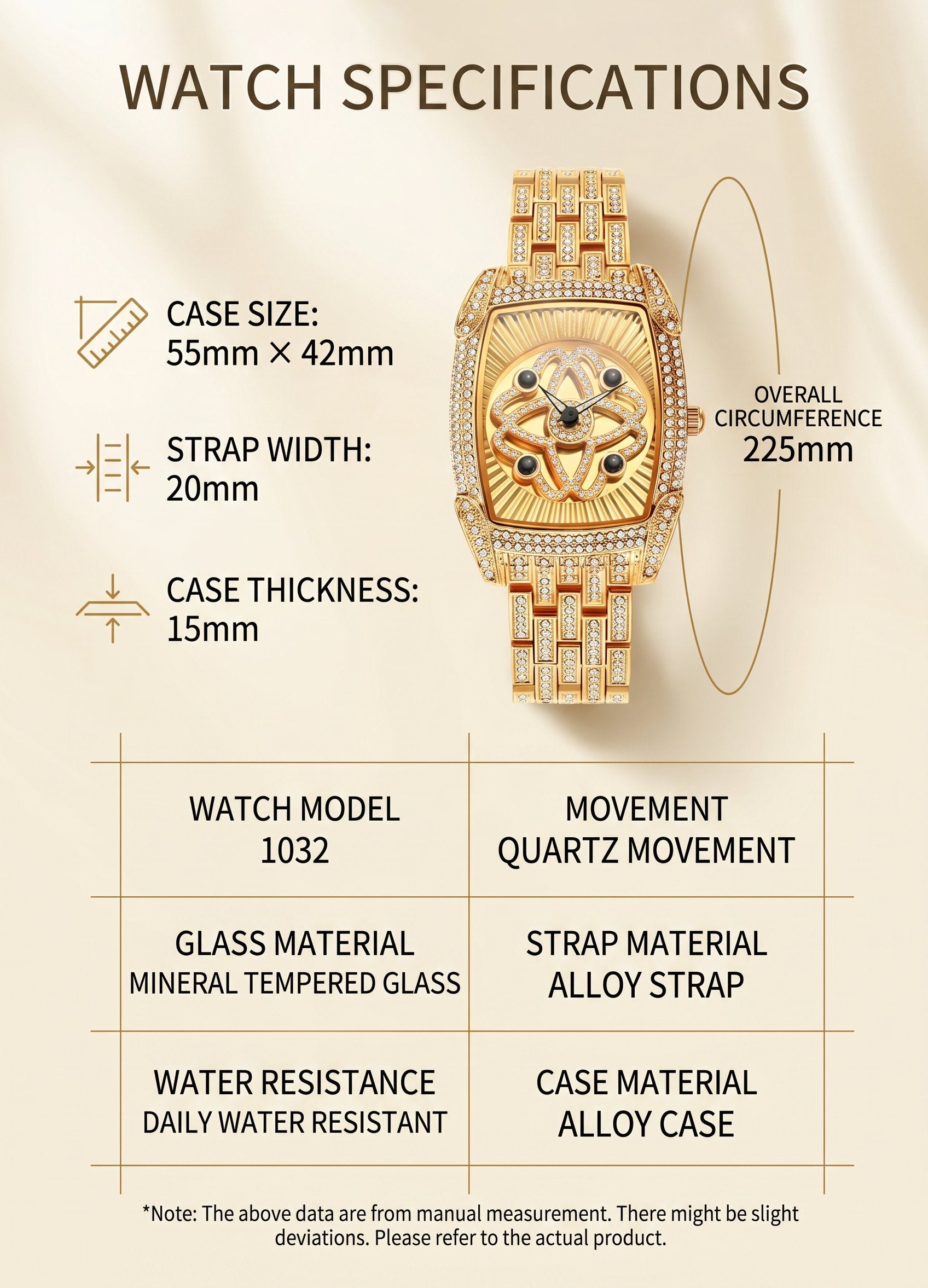 Women's Diamond-Set Rotating Quartz Fashion Watch