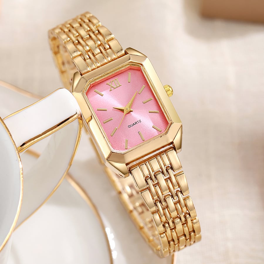 Luxury Steel-Strap Women's Square Quartz Watch