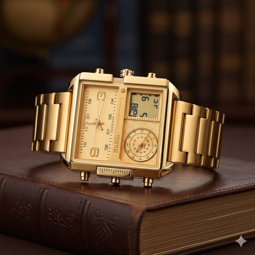 Men's square watch with luminous function