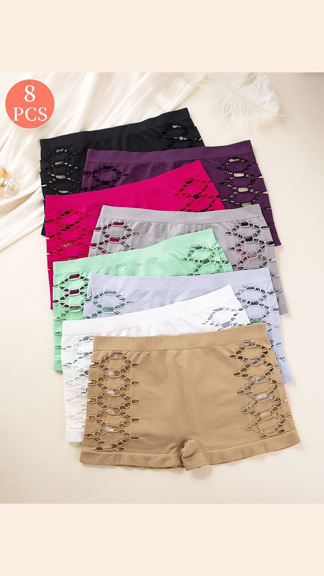🌸 THE HOLLOW-OUT BOYSHORTS: LOW-RISE, TUMMY CONTROL, GEOMETRIC EDGE — YOUR NEW GO-TO FOR COMFORT & COVERAGE 🌸