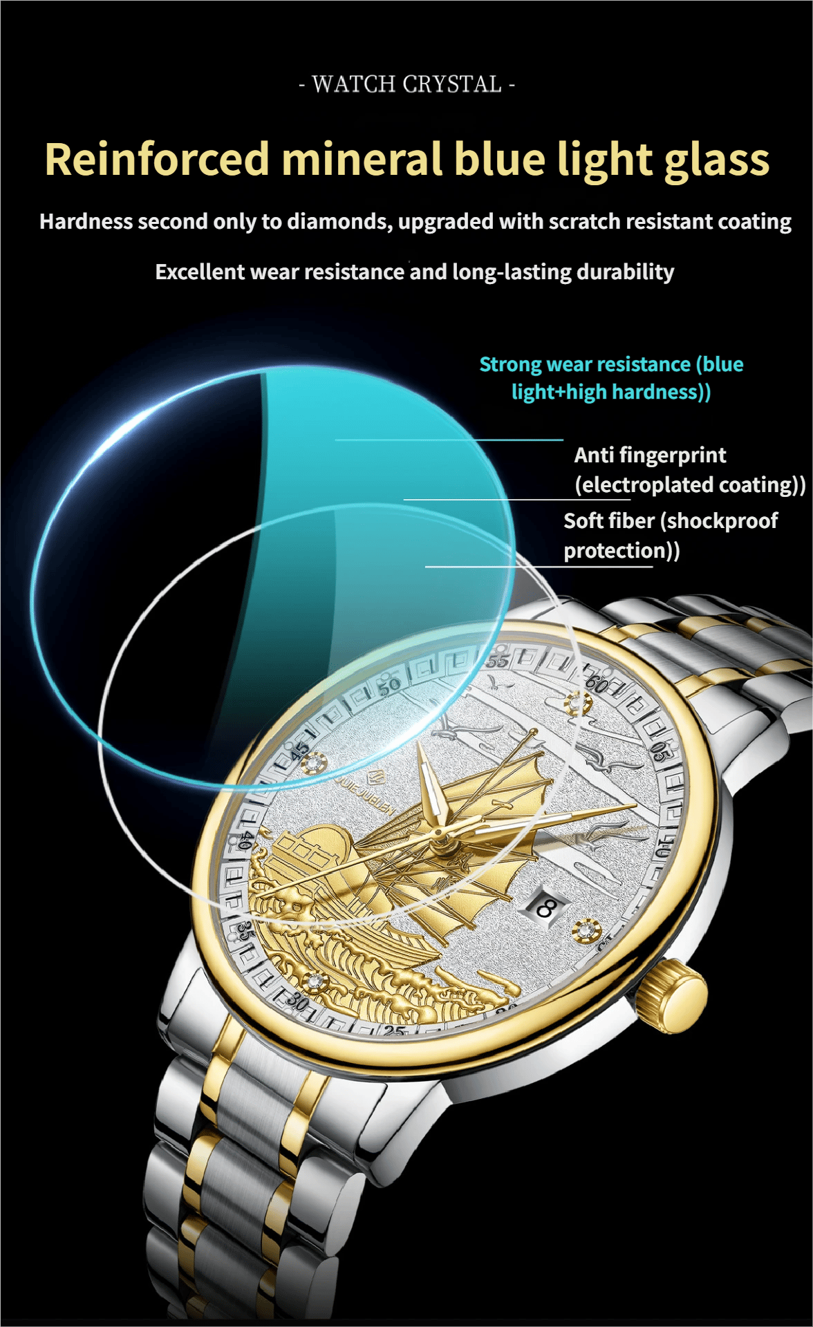 Fully Automatic Movement Business-Grade Water-Resistant Luminous Men's Quartz Wristwatch